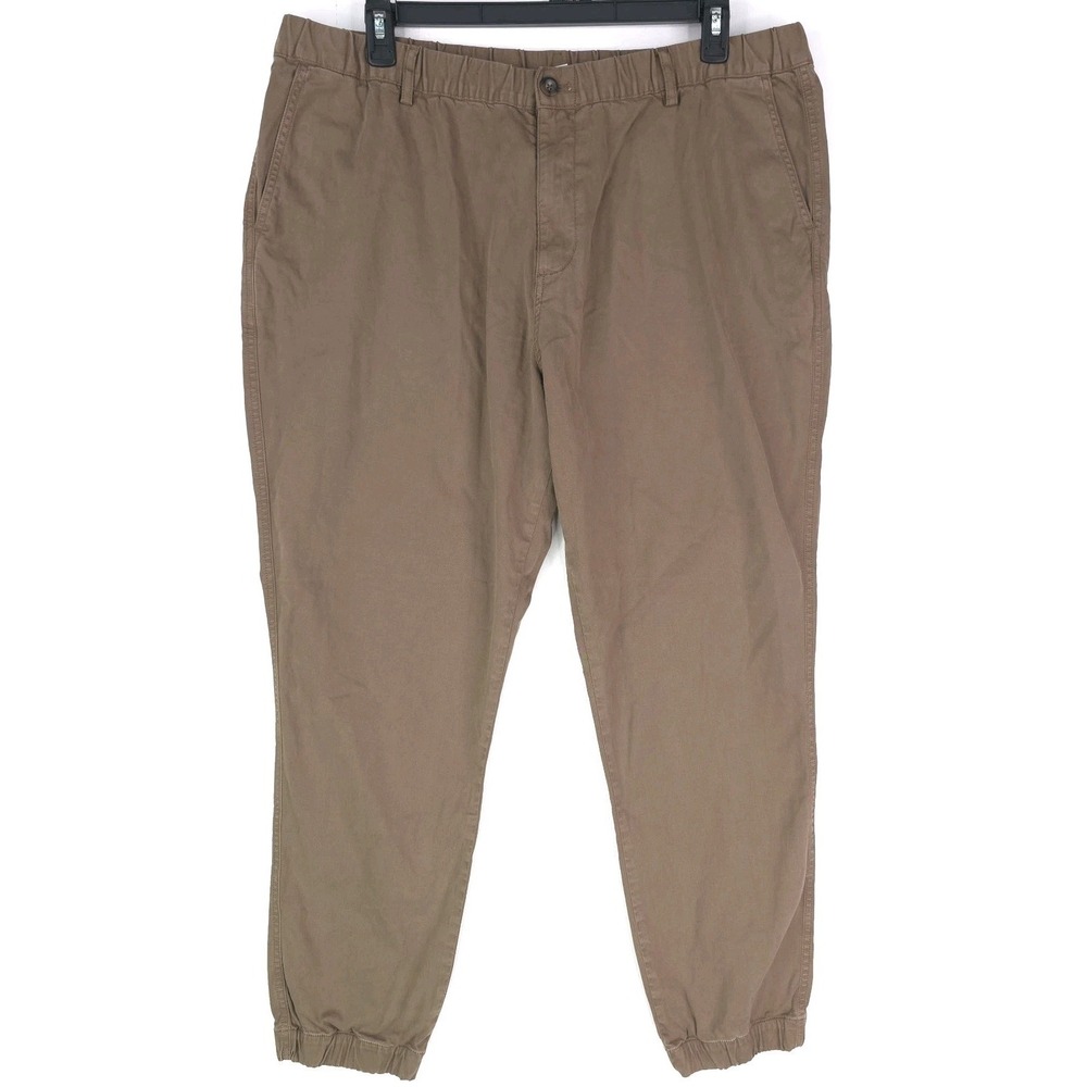 Bear Bottom Pants Joggers Mens 3XL Brown Chino Tapered Fit Elastic Waist Stretch